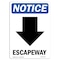 Signmission OSHA Notice Sign, 18" Height, Rigid Plastic, Escapeway (Down Arrow) Sign With Symbol, Portrait OS-NS-P-1218-V-12151 - alternate 1